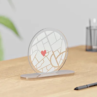 Trophée transparent — Rond 15 × 15cm, socle plexiglas