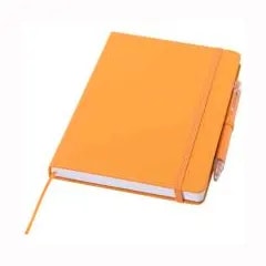 Ensemble comprenant un cahier en papier recyclé Spectrum A5 et un stylo à bille — Orange