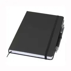 Ensemble comprenant un cahier en papier recyclé Spectrum A5 et un stylo à bille — Noir
