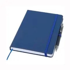 Ensemble comprenant un cahier en papier recyclé Spectrum A5 et un stylo à bille — Bleu marine