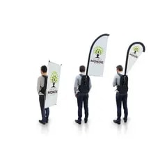 Drapeau publicitaire — Forme de plume - Sac à dos