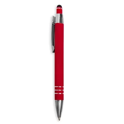 Stylo stylet à bille métal Soft Touch — Rouge