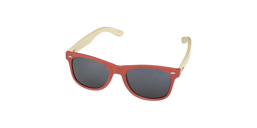 Lunettes de soleil Sun Ray en bambou — Rouge