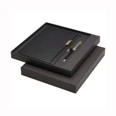 Ensemble Legato comprenant carnet A5, stylo bille et stylo roller (encre bleue) — Noir