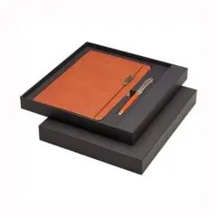 Ensemble Legato comprenant carnet A5, stylo bille et stylo roller (encre bleue) — Marron