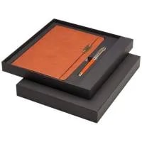 Ensemble Legato comprenant carnet A5, stylo bille et stylo roller (encre bleue) — Marron
